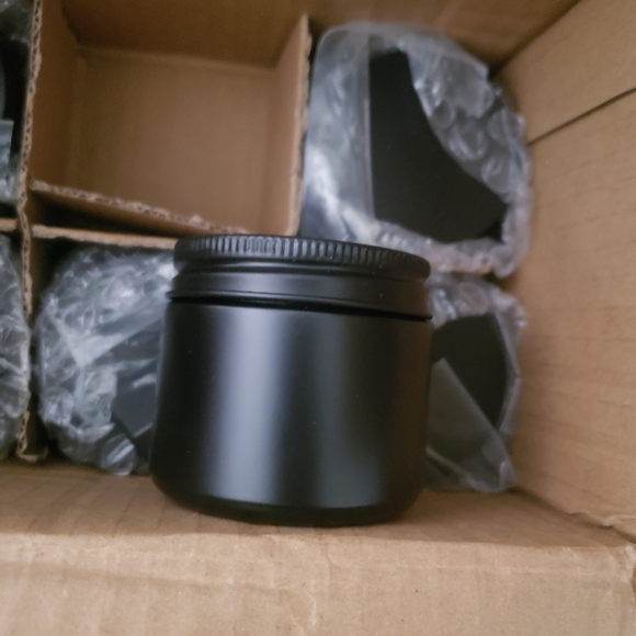 (6) 2oz black glass jars - Picture 2 of 5